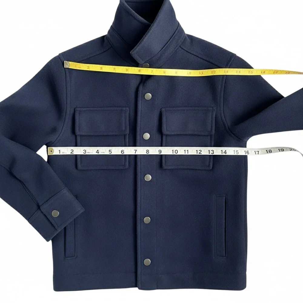 OLD NAVY Boys‎ Sherpa-Lined Wool-Blend Navy Blue Jacket Snap Closure Collar M(8)